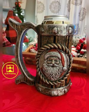 Santa Tavern Stein Beer Can Koozie - Tallboy and 12 ounce