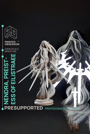 Nendra - Preistes of Eilistraee - Deity Fight Club - PRESUPPORTED - Illustrated and Stats - 32mm