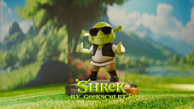 Shrek 3D-Printed Figurine with Thumbs Up