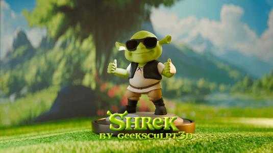 Shrek 3D-Printed Figurine with Thumbs Up