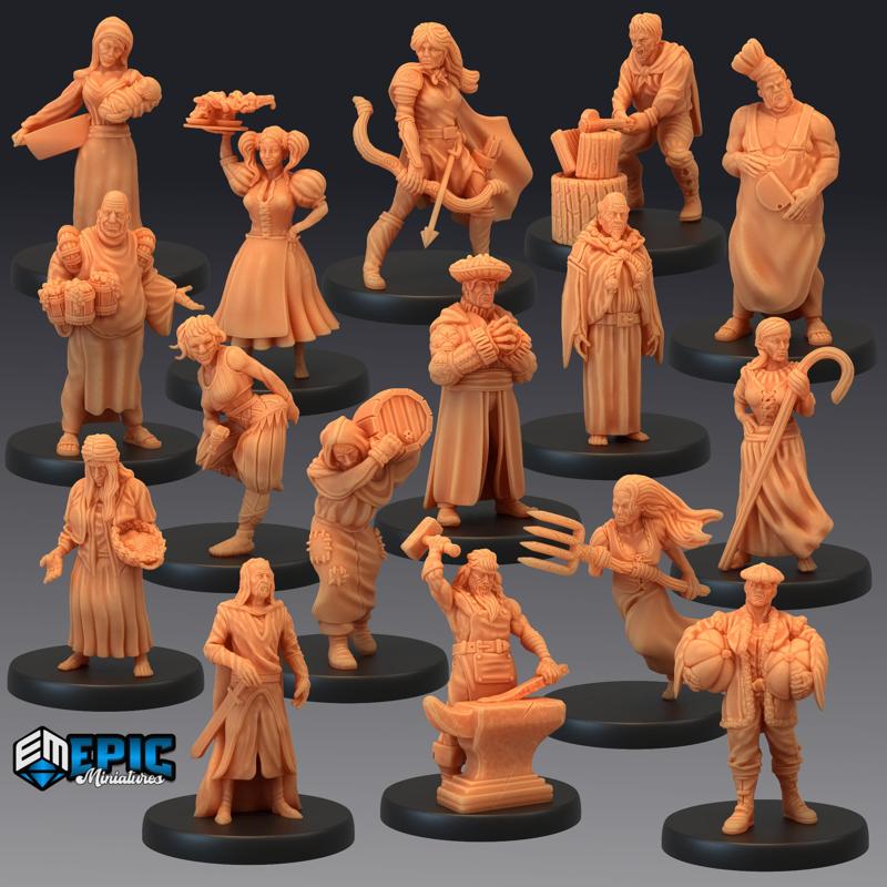 Villager Set / Village NPC / Human Character Collection / Pre-Supported