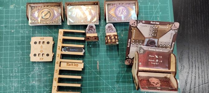 Gloomhaven/Frosthaven/JOTL accessories, laser-cut