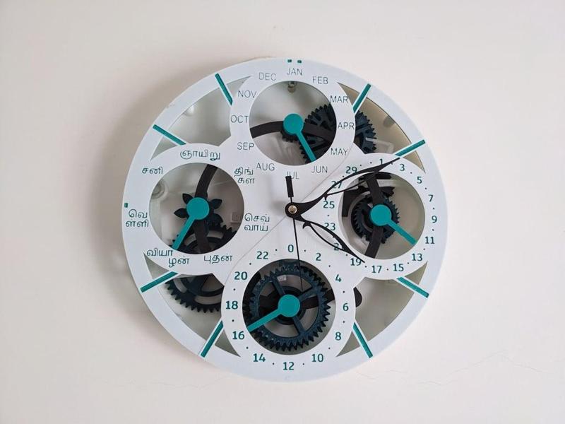 Tamil Face Dial for 3D Printed Perpetual Calendar Clock Ver. 2