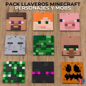 PACK LLAVEROS DE MINECRAFT - PERSONAJES Y MOBS
