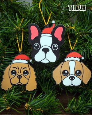 PUPPYS KEYCHAINS - CHRISTMAS ORNAMENTS - SET #3