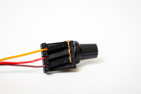 Potentiometer wire attachment connector - no weld alternative