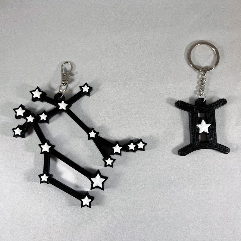 Gemini Constellation and Zodiac Symbol Keychain Bundle - 3D Printable STL Files - NO AMS - COMMERCIA