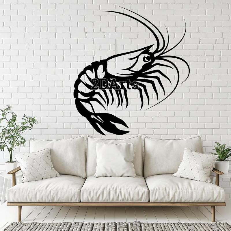 Shrimp 2D Wall Art/Window Art - Digital STL & SVG File for 3D Printing or Laser Cutting