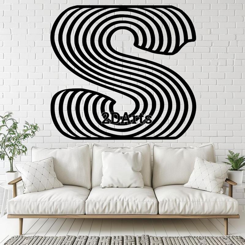 S Art 2D Wall Art/Window Art - Digital STL & SVG File for 3D Printing or Laser Cutting