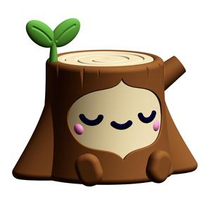 Creature Kin Chipper Figure Cute Tree Stump Art Toy Royalty-Free