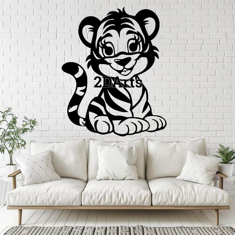 Cartoon Baby Tiger 2D Wall Art/Window Art - Digital STL & SVG Files for 3D Printing and Laser Cuttin