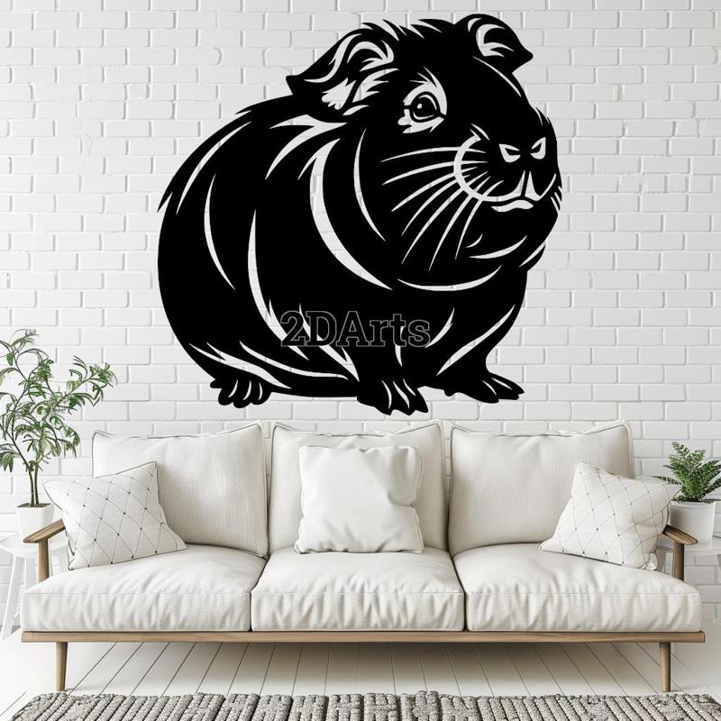 Guinea Pig 2D Wall Art/Window Art - Digital STL & SVG Files for 3D Printing and Laser Cutting
