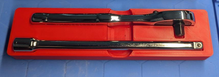 Gridfinity Bin for Craftsman 1/4" Socket Wrench and Extension