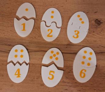 Children's Eggs Puzzle  with numbers (1-6) and different shapes