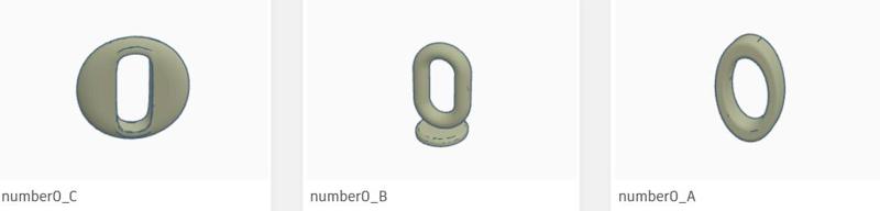 Three variants of 3D number 0