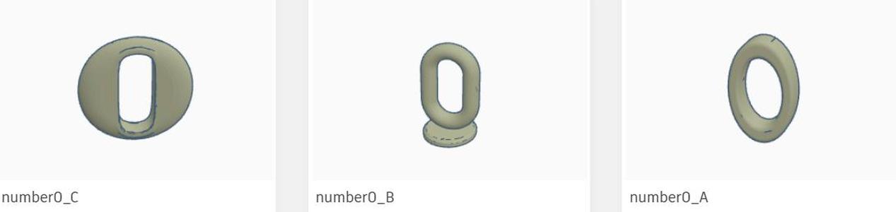 Three variants of 3D number 0