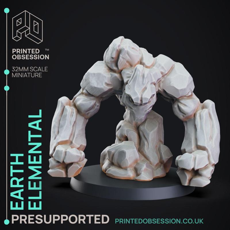 Earth Elemental - DND Miniature - 32mm Scale - PRESUPPORTED