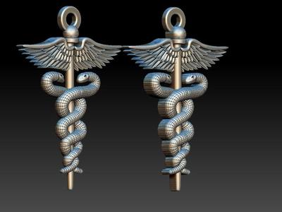 Caduceus Pendant 2 FILE VERSIONS