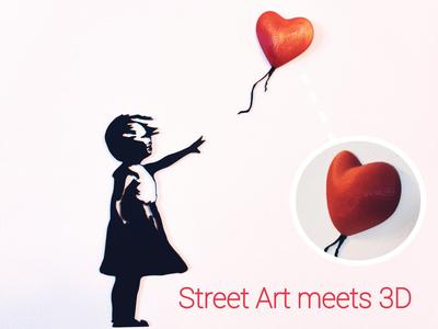 Street Art meets 3D - Banksy Girl with a Balloon
