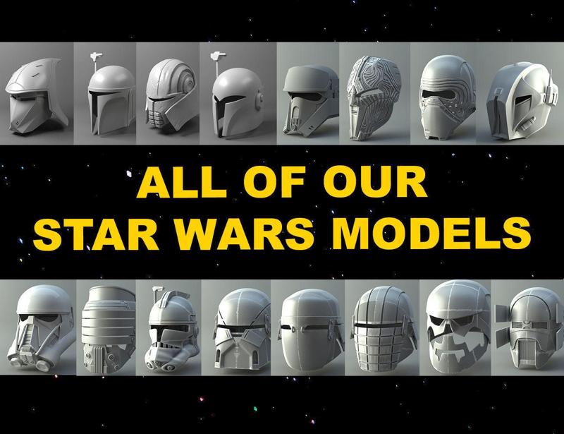 All of our Star Wars 3D printable helmets 3D Model Collection