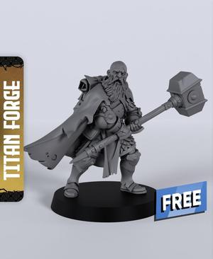 Human Male Paladin Hammer - With Free Dragon  - 5e DnD Inspired for RPG and Wargamers