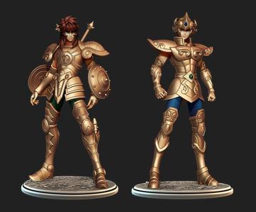 Saint Seiya Pack 1 - Aiolia Leo and Dohko Libra 3D Model Collection
