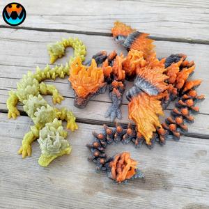 Autumn Dragon, Seasonal Fall Dragon, Flexible, Print in Place, No Supports