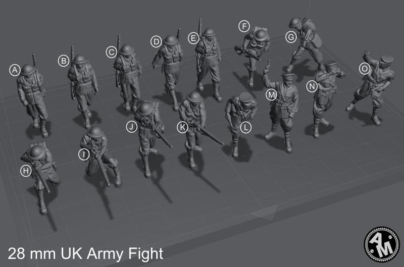 WW1 UK Squad - Wargame - 28mm - Files Pre-supported - Files Test Printed.