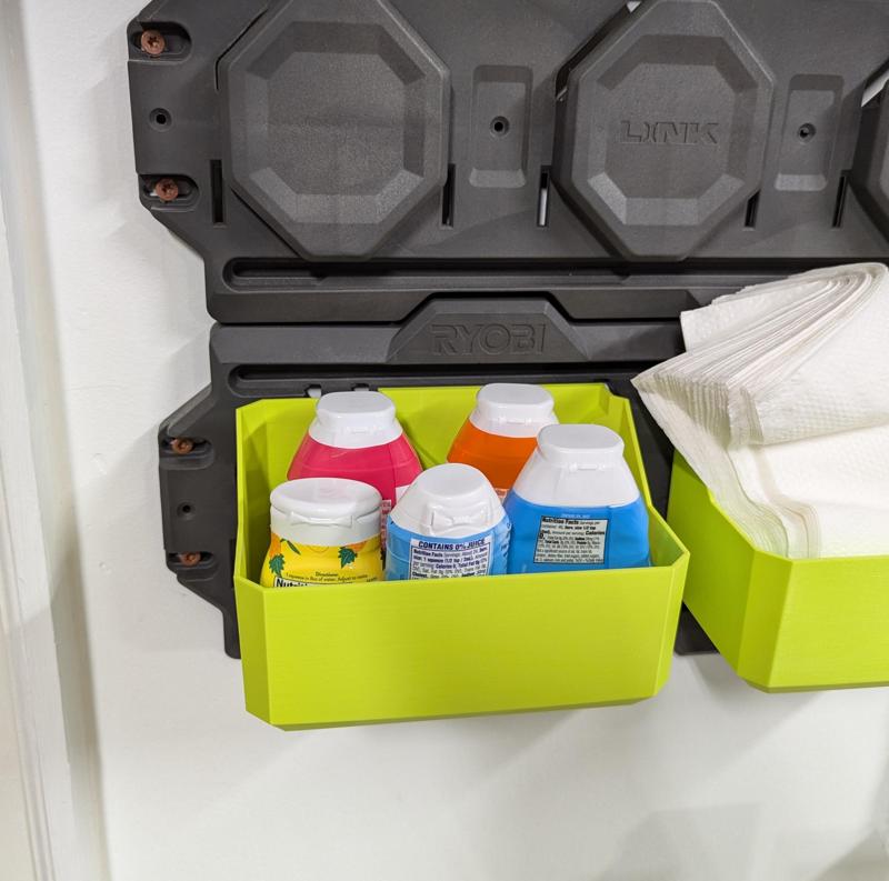 Organizer bin wider and reduced height compatible with Ryobi Link