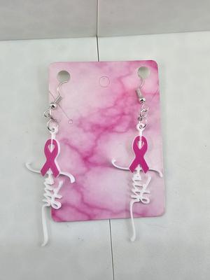 Breast Cancer Faith Cross Earrings