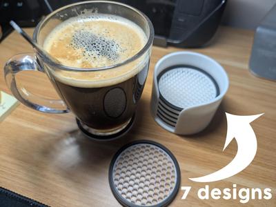Stylish Infill Coasters (7 designs)  with holder