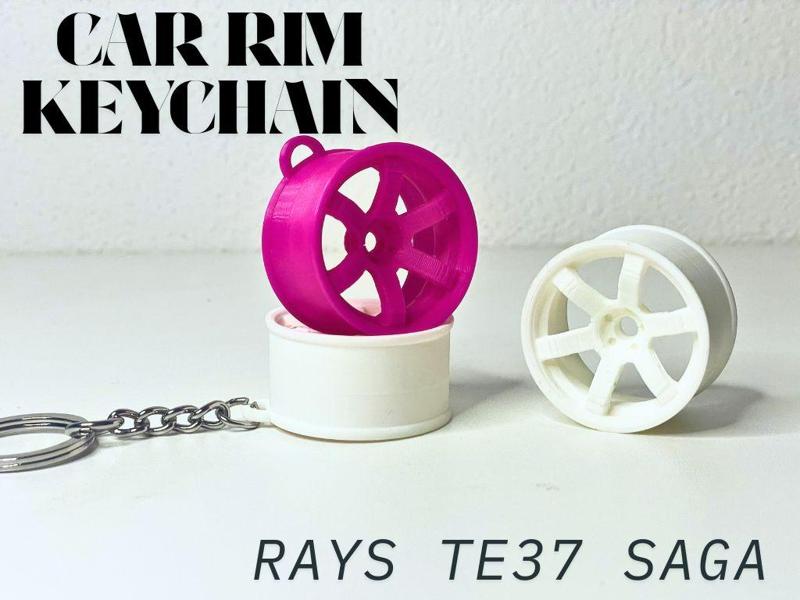 Car Rim Keychain - RAYS TE37 SAGA JDM DRIFT