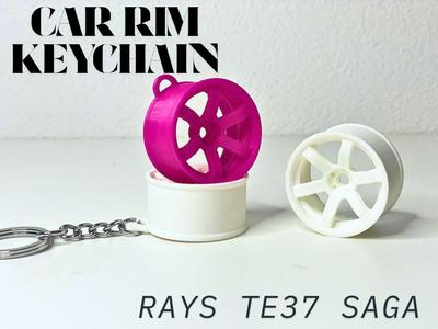 Car Rim Keychain - RAYS TE37 SAGA JDM DRIFT