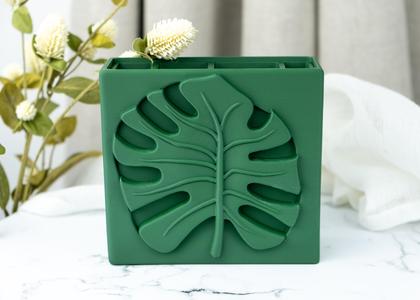 Monstera Leaf Organizer | Botanical Makeup Brush Holder | Desk Pen Holder | 3D Printable Organizer