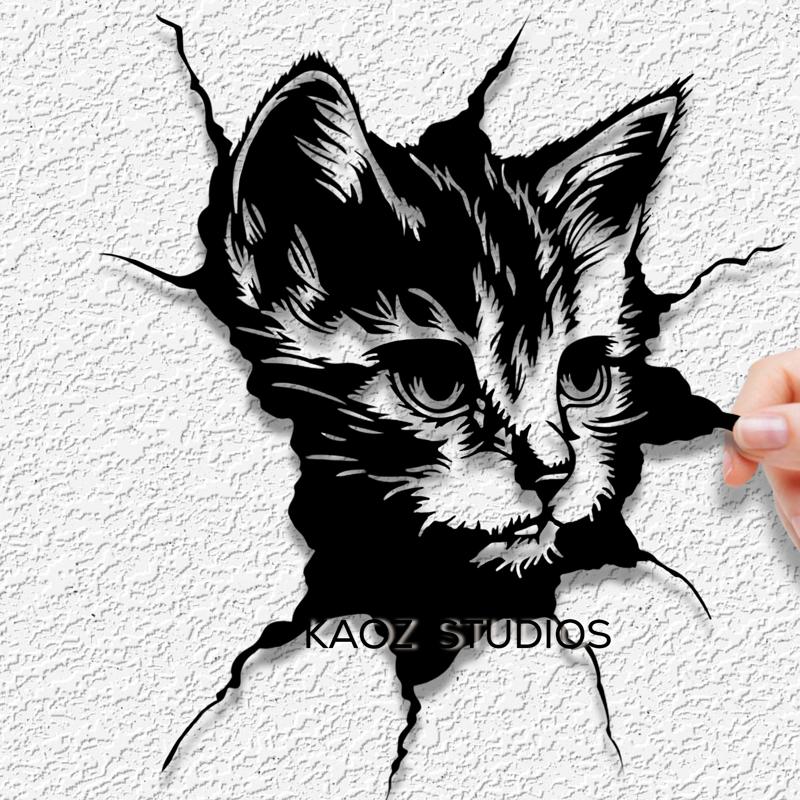 Realistic Peeking Kitten wall art Kitty wall decor Cat decoration