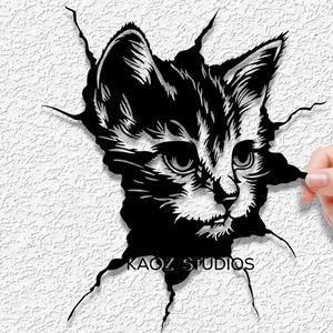 Realistic Peeking Kitten wall art Kitty wall decor Cat decoration