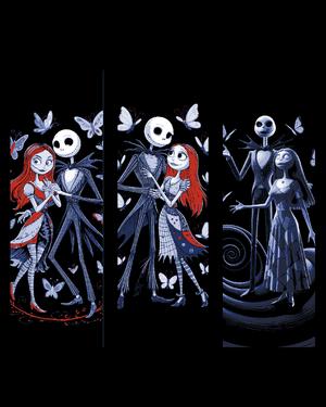 Fanart Depictions of Jack and Sally enjoying a midnight stroll among the Butterflies - Bookmarks