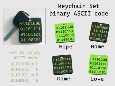 4 Keychain with binary ASCII code