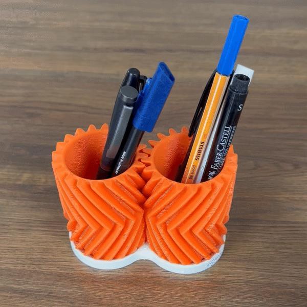Geared Pen Holder (Print in Place)