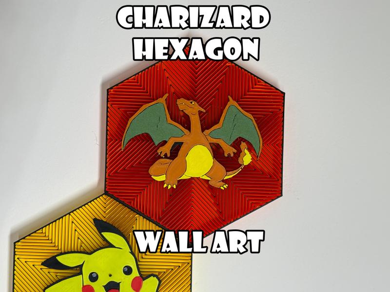 Charizard Hexagon Wall Art - Pokemon