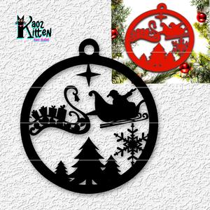 2 FILES santas sleigh wall art & christmas tree ornament