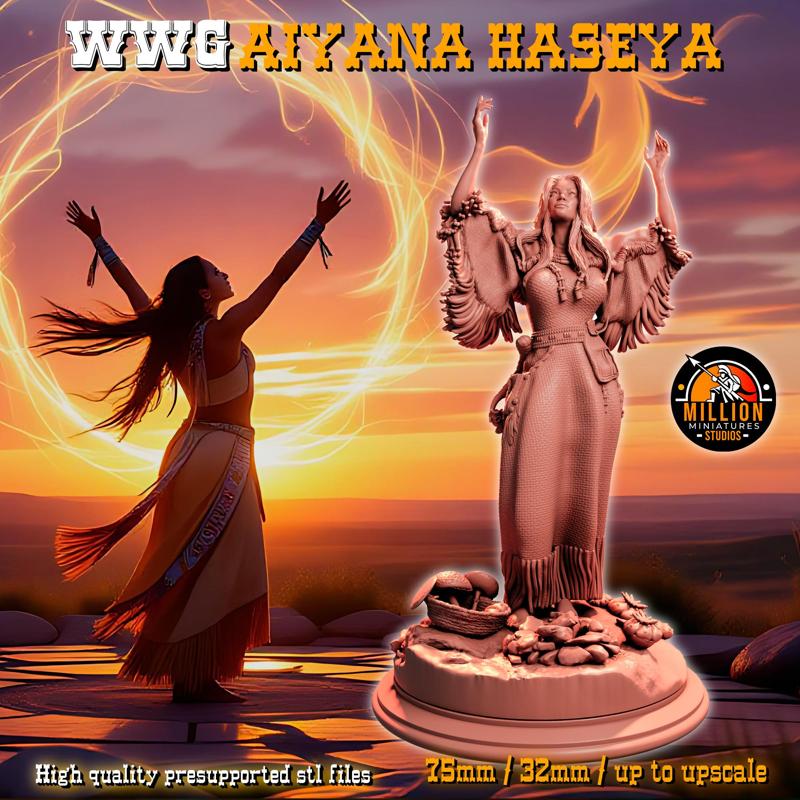 FREE MINIATURE! Aiyana Haseya - Summoning Ritual (32mm / 75mm STL 3D printing)