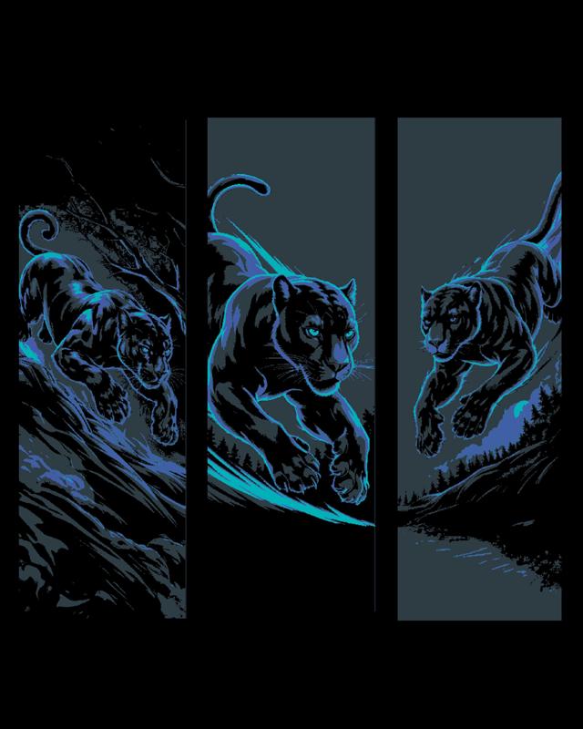 The midnight prowler - a black panther in the moonlight (cat not guy) - set of bookmarks