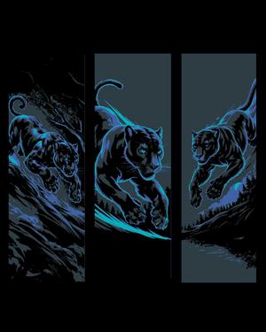 The midnight prowler - a black panther in the moonlight (cat not guy) - set of bookmarks