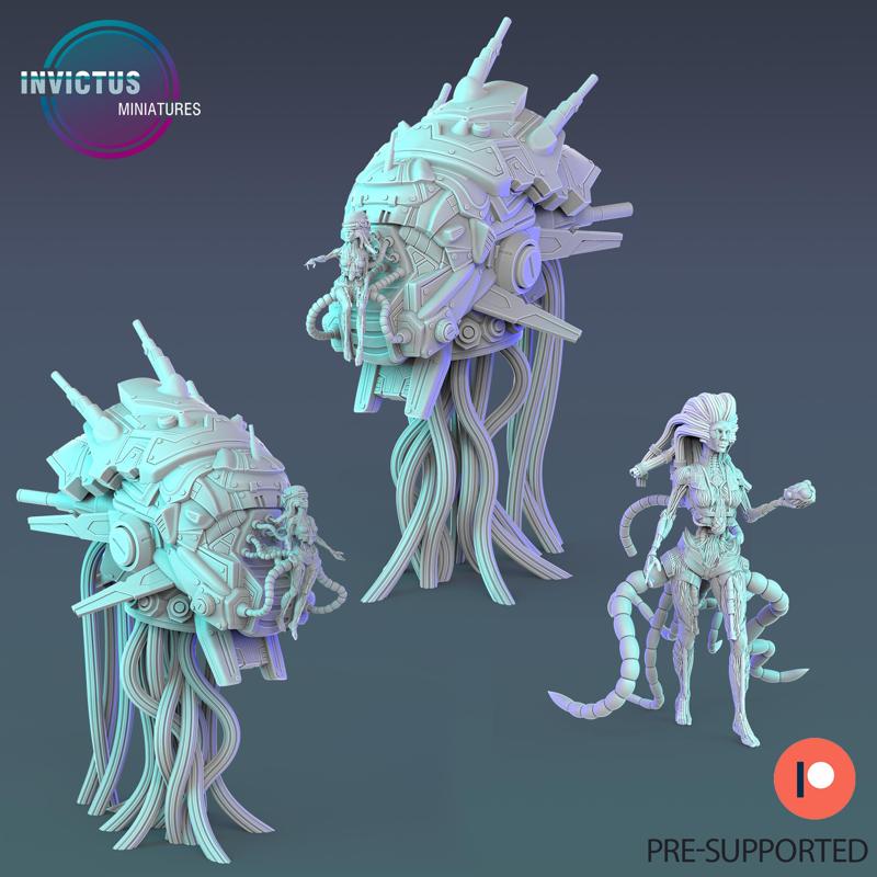 Cyborg Hive Queen Set / Infantry Machine / Space War Construct / Steampunk Battle Robot / Invasion Army / Cyberpunk Droid / Sci-Fi Encounter