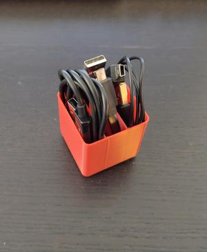 Gridfinity 1x1 USB Cable Bin with 3 Compartments for small cables (thin bottom, no magnets)