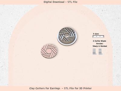 Polymer Clay Cutter STL Set – 5 Sizes, 2 Blade Types | Modern Minimalist Polymer Clay Earring Cutter