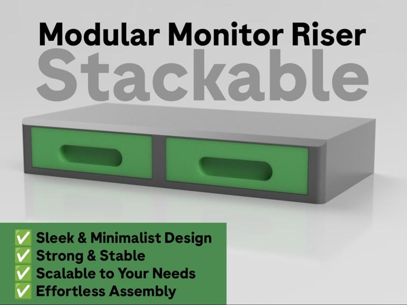 Modular Monitor Riser with Drawer (Customizable)