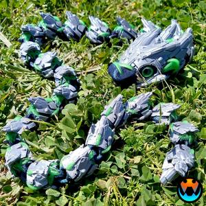 Cyborg Snake, Print In Place, Basilisk, Boa, Python, Articulating Flexi Wiggle Pet