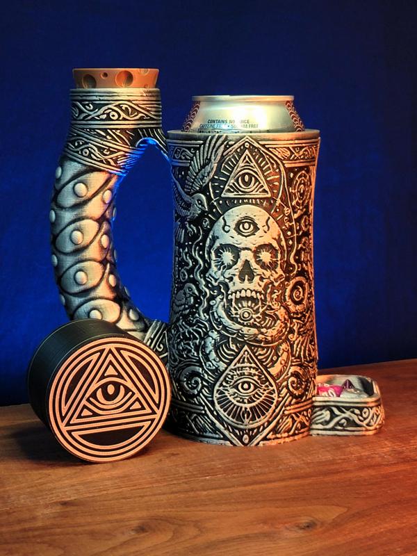 12oz Forbidden Sight  Can Cozy Dice Tower